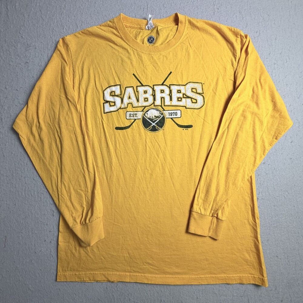 Buffalo Sabres NHL Youth Large Long Sleeve Yellow T-Shirt Hockey Sports Ice Rink